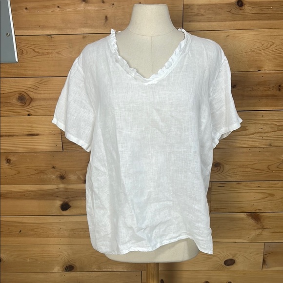 EUC made in Italy brand White linen Relaxed Short Sleeve Tee XL - Picture 1 of 10